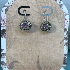 Sterling silver amethyst marcasite earrings